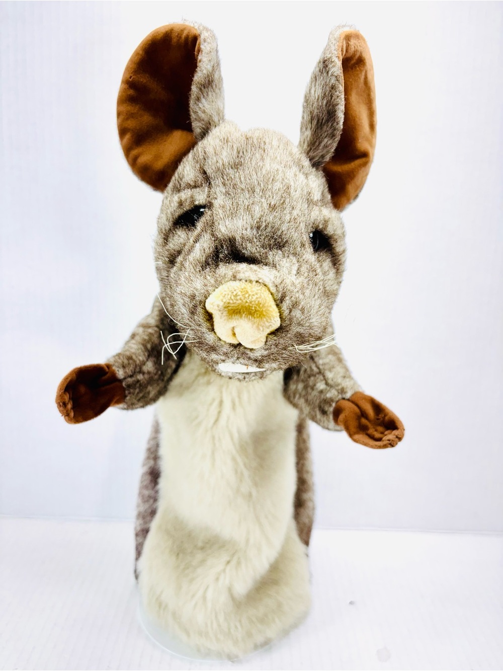 Folkmanis Mouse Stage Hand Puppet 15" Stuffed Animal Brown Plush Theatre Rare!